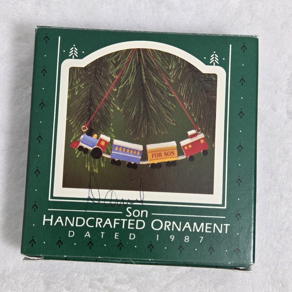 Hallmark 1987 Handcrafted Ornament~ For Son~Train ~Swinging~ in original Box‎
